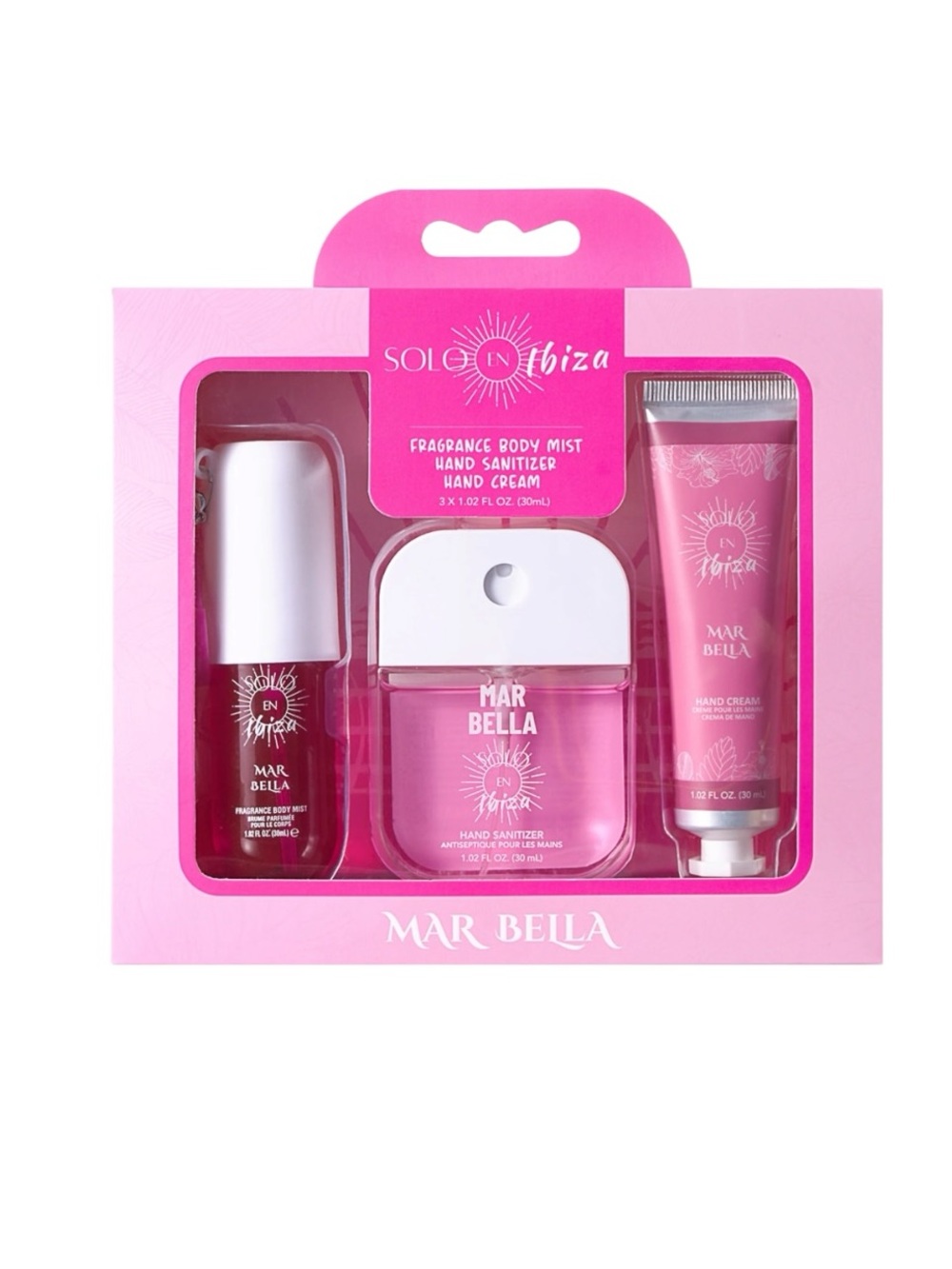 New Solo en Ibiza Mar Bella 3pc Gift Set Body Mist, Hand Sanitizer & Hand Cream